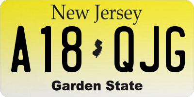NJ license plate A18QJG