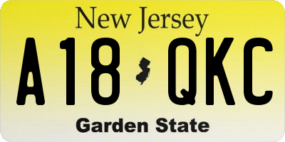 NJ license plate A18QKC