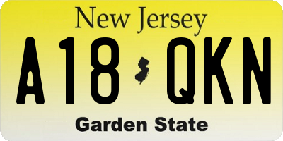 NJ license plate A18QKN