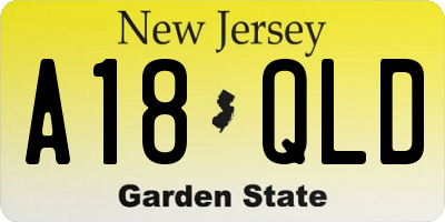 NJ license plate A18QLD