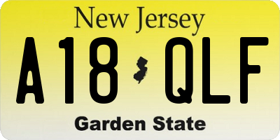 NJ license plate A18QLF