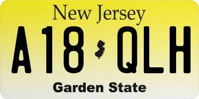 NJ license plate A18QLH