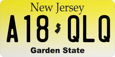 NJ license plate A18QLQ
