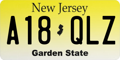 NJ license plate A18QLZ