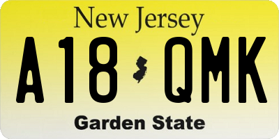 NJ license plate A18QMK