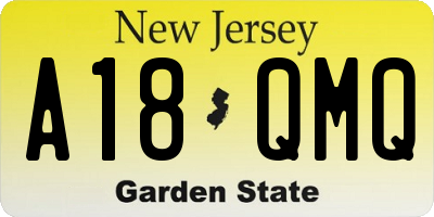 NJ license plate A18QMQ