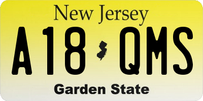 NJ license plate A18QMS