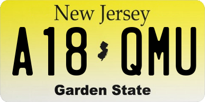 NJ license plate A18QMU