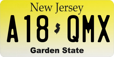 NJ license plate A18QMX