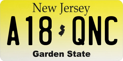 NJ license plate A18QNC