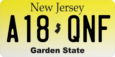 NJ license plate A18QNF