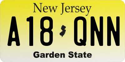 NJ license plate A18QNN