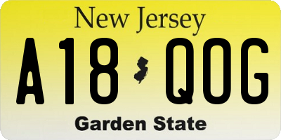 NJ license plate A18QOG