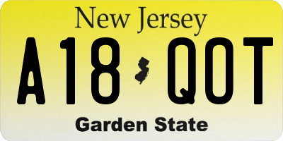 NJ license plate A18QOT