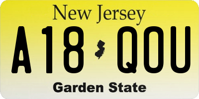 NJ license plate A18QOU