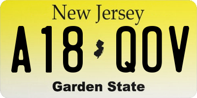 NJ license plate A18QOV