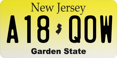 NJ license plate A18QOW