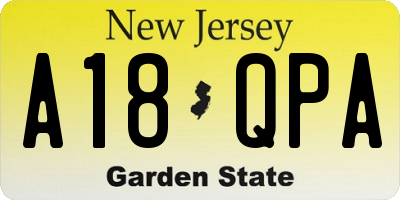 NJ license plate A18QPA