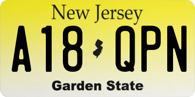 NJ license plate A18QPN
