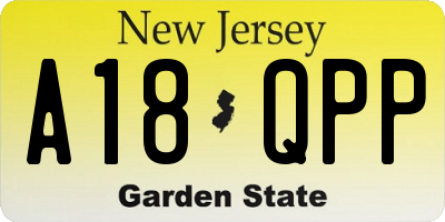 NJ license plate A18QPP