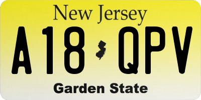 NJ license plate A18QPV
