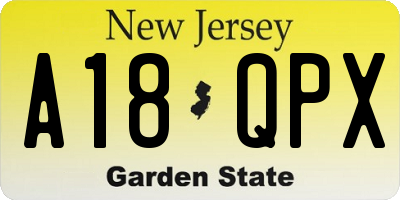 NJ license plate A18QPX