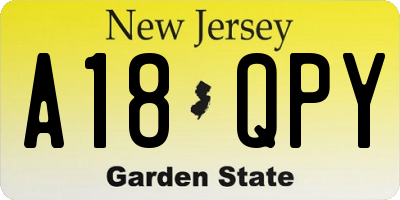 NJ license plate A18QPY
