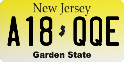 NJ license plate A18QQE