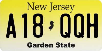 NJ license plate A18QQH