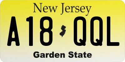 NJ license plate A18QQL