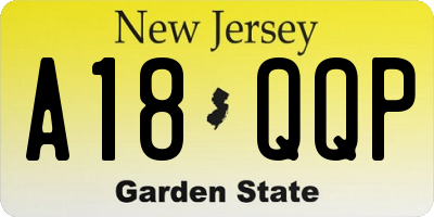 NJ license plate A18QQP