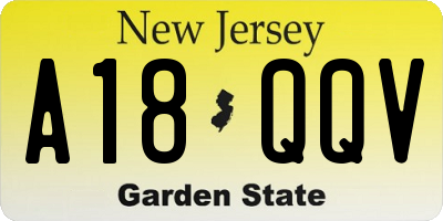 NJ license plate A18QQV