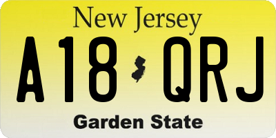 NJ license plate A18QRJ