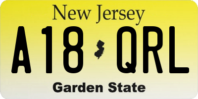 NJ license plate A18QRL