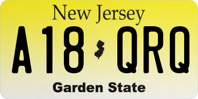 NJ license plate A18QRQ