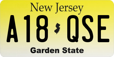 NJ license plate A18QSE