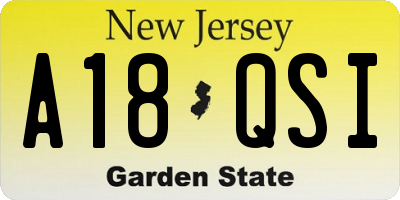 NJ license plate A18QSI