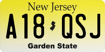 NJ license plate A18QSJ