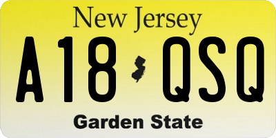 NJ license plate A18QSQ