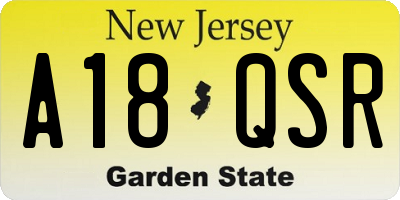 NJ license plate A18QSR