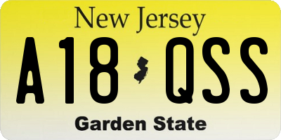NJ license plate A18QSS