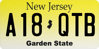 NJ license plate A18QTB