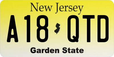 NJ license plate A18QTD