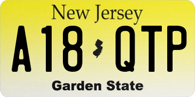 NJ license plate A18QTP