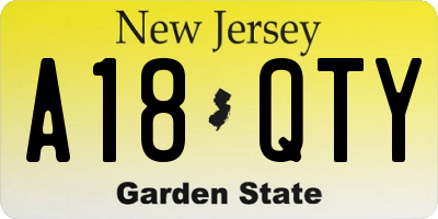 NJ license plate A18QTY
