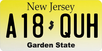 NJ license plate A18QUH