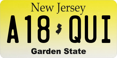 NJ license plate A18QUI