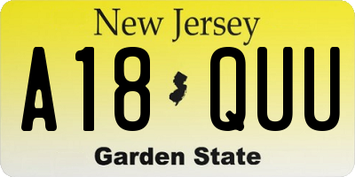NJ license plate A18QUU