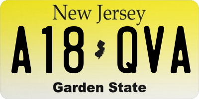 NJ license plate A18QVA