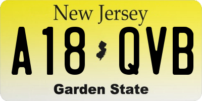 NJ license plate A18QVB